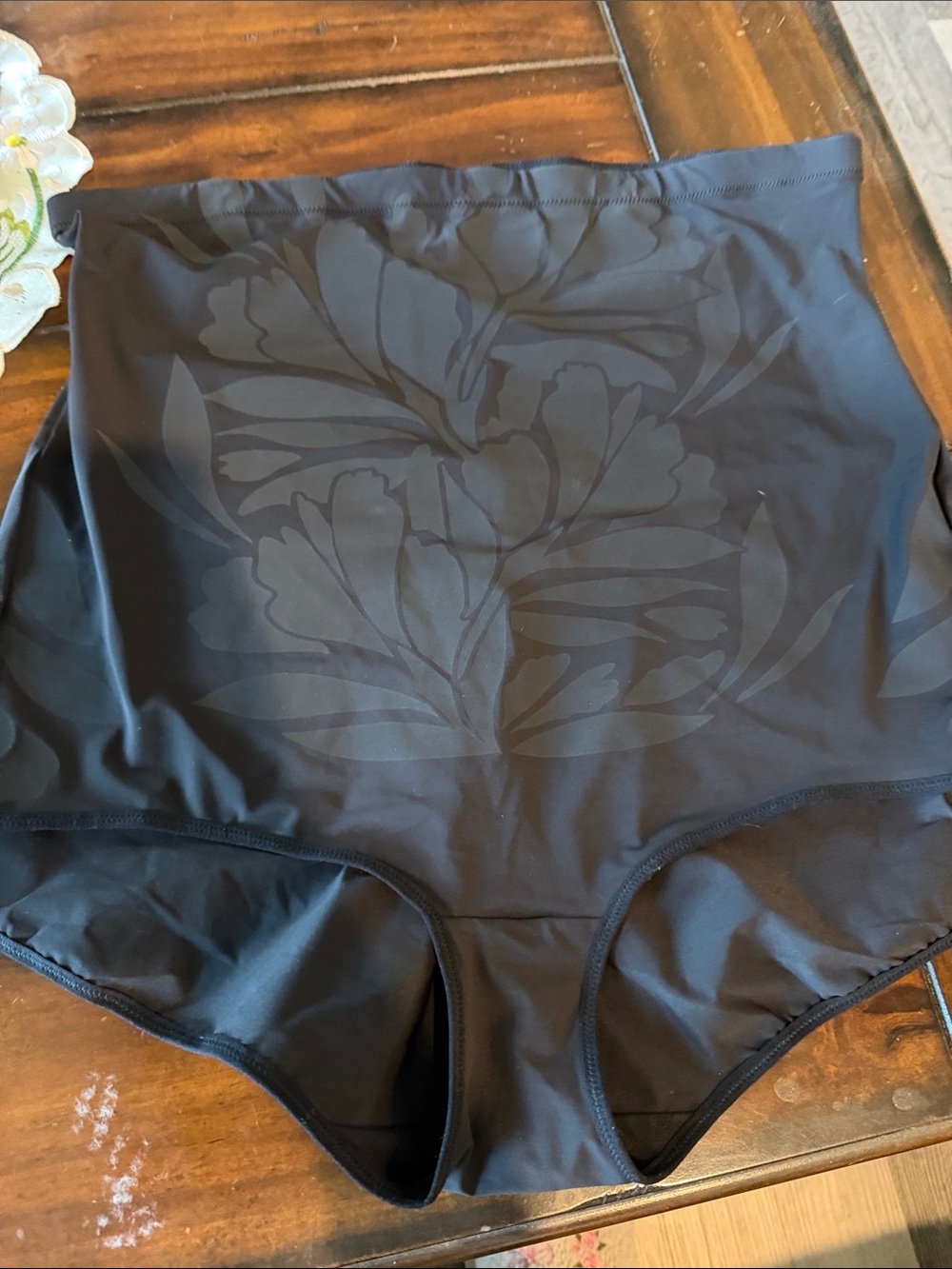 Maidenform Black High-Waist Shaping Briefs with Subtle Floral Print